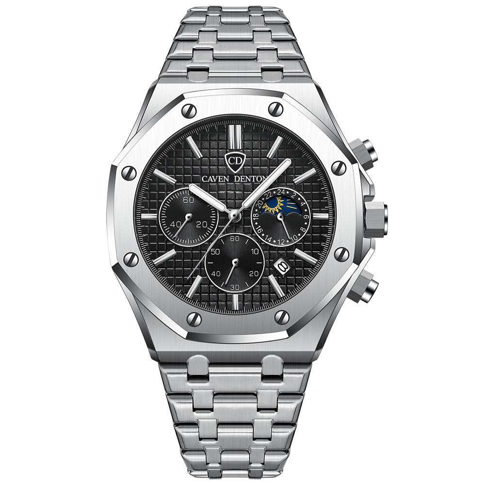 Multi-functional Moon Phase Men's Steel Strap Watch