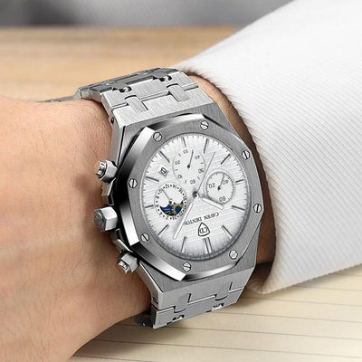 Multi-functional Moon Phase Men's Steel Strap Watch